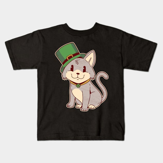 Lucky Cat-titude: Get Your Purr On with This Leprechaun Feline! Kids T-Shirt by Life2LiveDesign